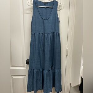 Sleeveless Maternity Blue Tiered Dress